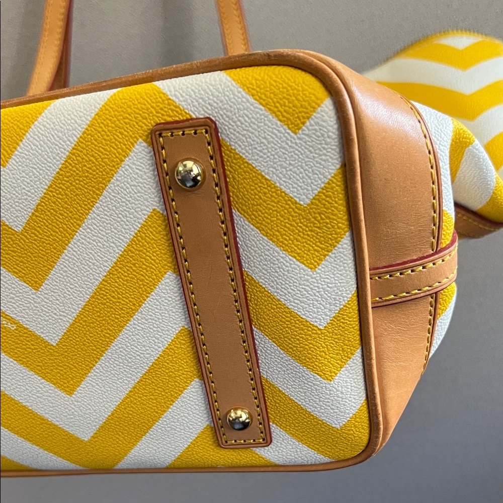 Dooney & Bourke Yellow and White Chevron Tote - Picture 10 of 16
